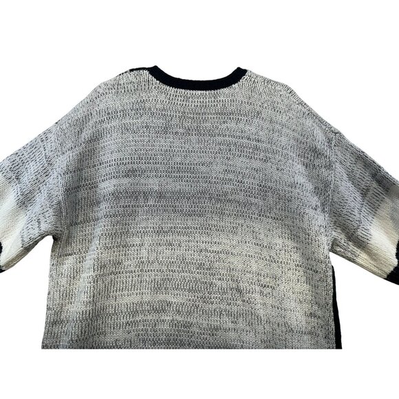 Ellen Tracy Womens Patchwork Zip Knit Cardigan Sweater XL Black & White Blend - Picture 12 of 12